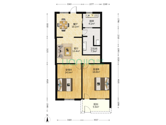 劳动路18号福州市第十一中学宿舍 2室2厅1卫 72平方