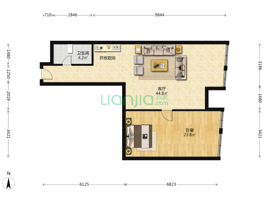 丽港大厦 1室1厅1卫 102平方