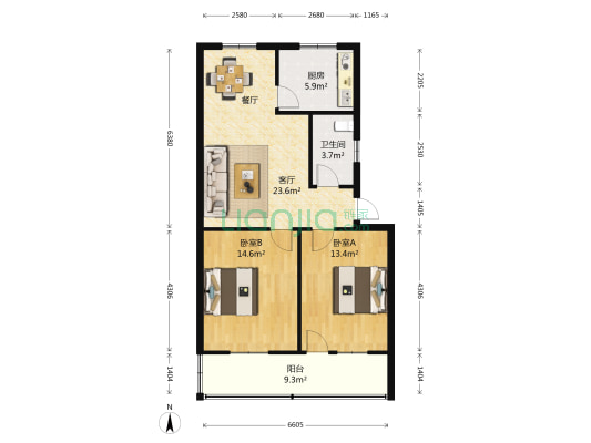 铁路工务段家属院 2室1厅1卫 82平方