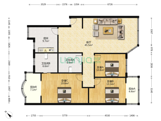 何公路69号 3室1厅2卫 140平方