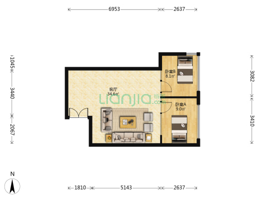 天邑国际大厦 2室1厅0卫 86平方