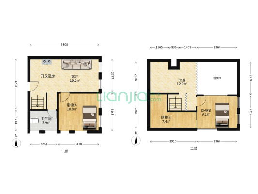 科创北城 2室1厅1卫 55平方