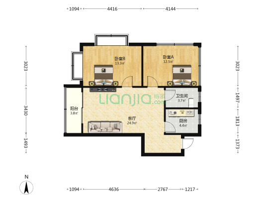 三亚领海 2室1厅1卫 75平方