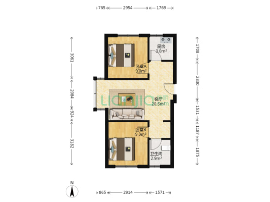 景星馨园 2室1厅1卫 73平方