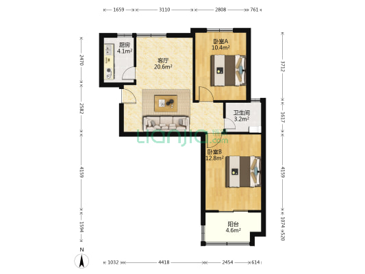 双龙嘉园石华街16号 2室1厅1卫 75平方