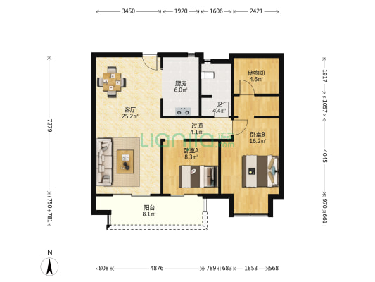江南吉祥里 2室1厅1卫 97平方