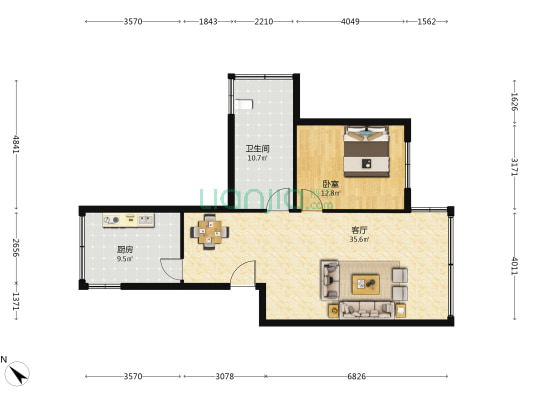 工贸小区 1室1厅1卫 105平方