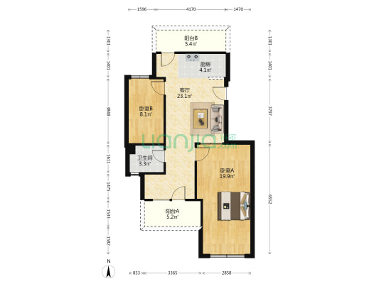 南雅居二期静园 2室1厅1卫 80平方