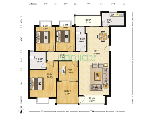 凯富漫城 4室1厅2卫 150平方
