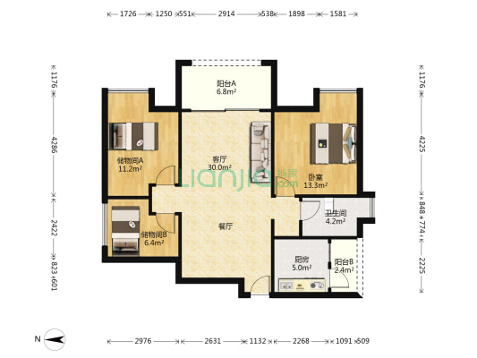 世纪城国际公馆二期 1室1厅1卫 95平方