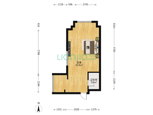 环球时代 1室0厅1卫 57平方