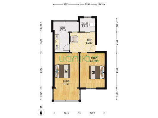 武宁桥2组 2室1厅1卫 60平方