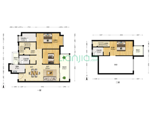 中海寰宇天下 3室1厅3卫 147平方