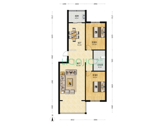广电小区 2室2厅1卫 112平方