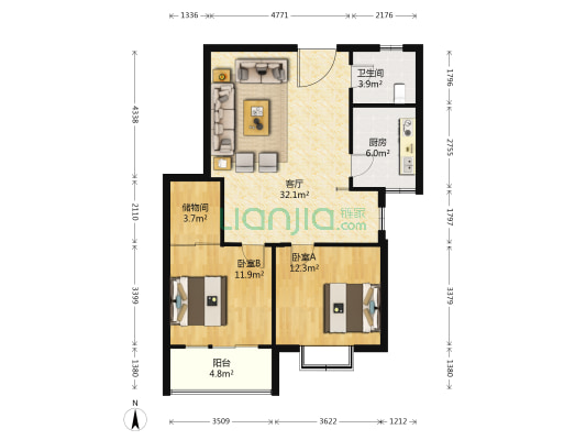 纪元阳光地带 2室1厅1卫 100平方
