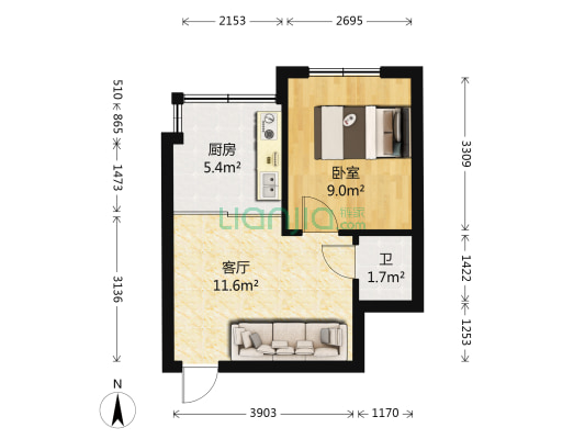 东方小区 1室1厅1卫 36平方