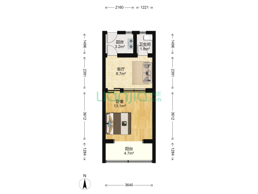 汉中社区 1室1厅1卫 42平方