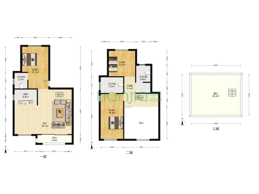 德信鹿城大院 3室1厅3卫 162平方