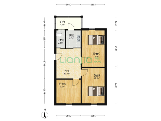 邮电宿舍 3室1厅1卫 73平方
