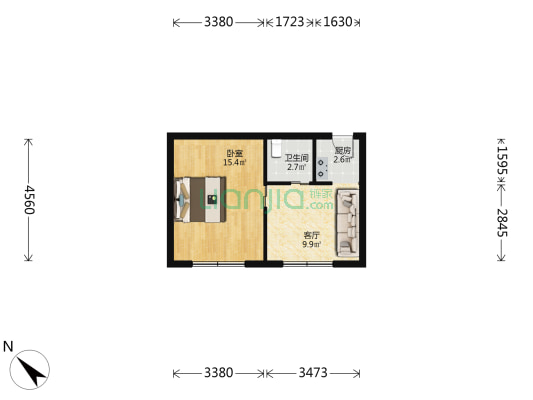 佳荣商务酒店 1室1厅1卫 38平方