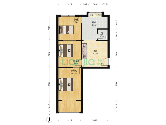 南浦路48号 3室1厅1卫 53平方