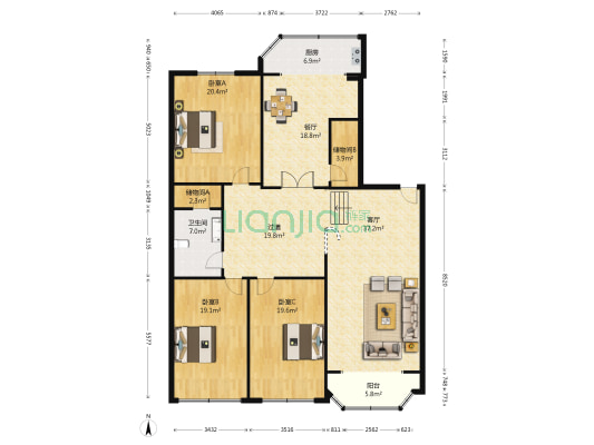 宝环社区政兴家园 3室2厅1卫 185平方