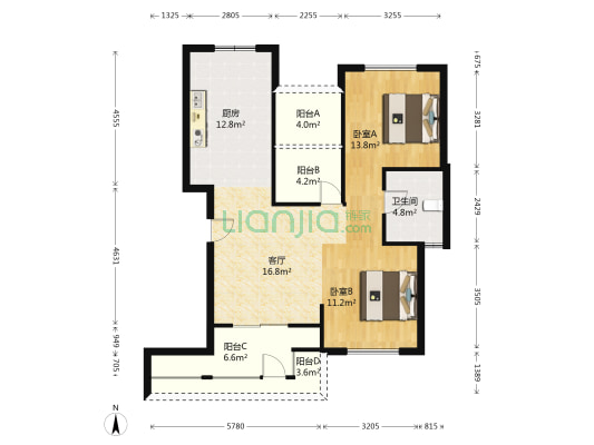 京联·观湖 2室1厅1卫 82平方