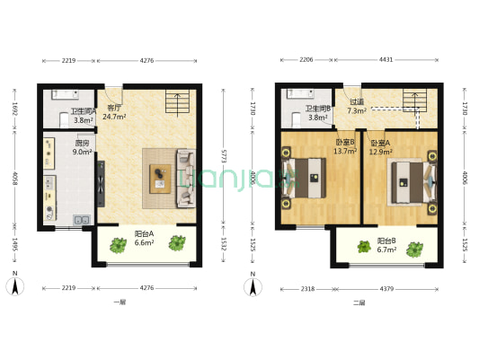 民盛盛世豪庭 2室1厅2卫 123平方