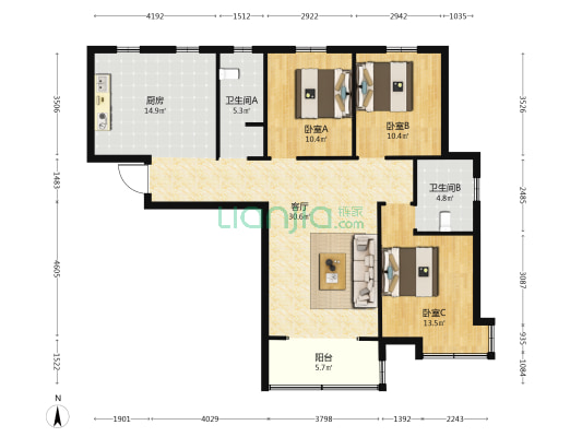 港苑御水圣境 3室1厅2卫 131平方