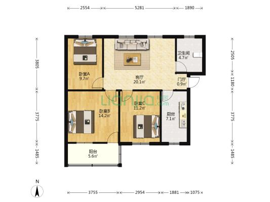 东浦教师楼 3室1厅1卫 89平方