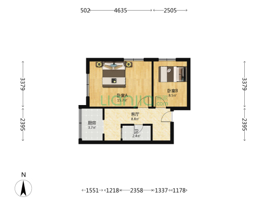 徽州道 2室1厅1卫 52平方