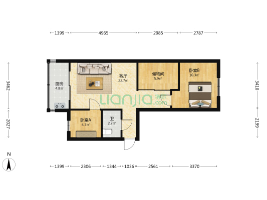小拖楼 2室1厅1卫 66平方