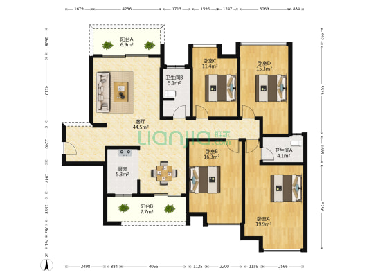 桂医熙境 4室1厅2卫 158平方