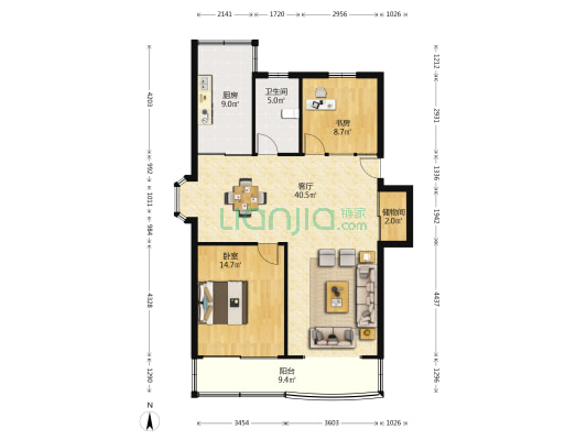锦江苑 2室1厅1卫 101平方