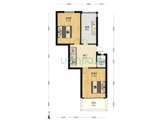 树兜新村 2室1厅1卫 62平方