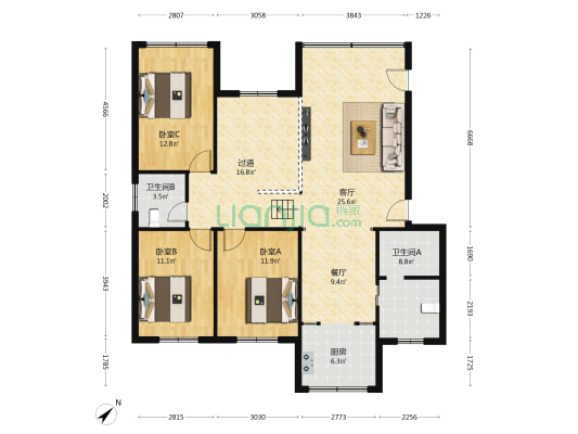 简城西街97号 3室2厅2卫 130平方