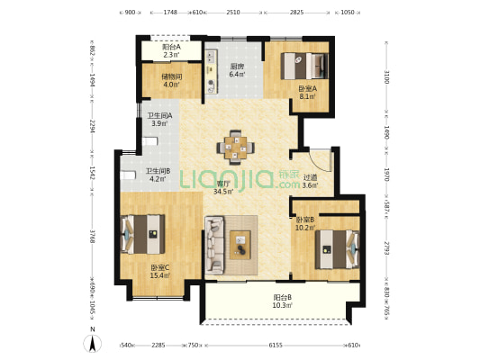 德信山语云庄 3室1厅2卫 122平方