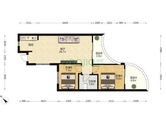 三亚东合逸海郡 2室1厅1卫 73平方