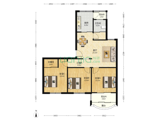 华泰苑 3室1厅1卫 110平方
