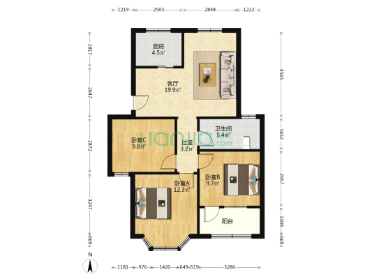 吴模家园东区 3室1厅1卫 101平方