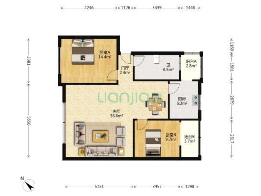 玉泉E区 2室1厅1卫 102平方