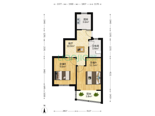 临江三村 2室1厅1卫 52平方