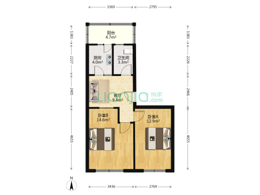 南塔机器人小区 2室1厅1卫 59平方
