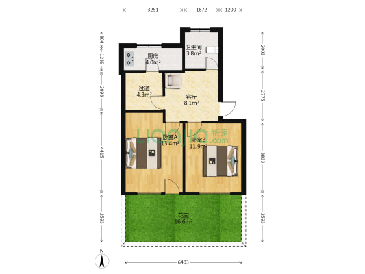 玉峰园 2室1厅1卫 57平方