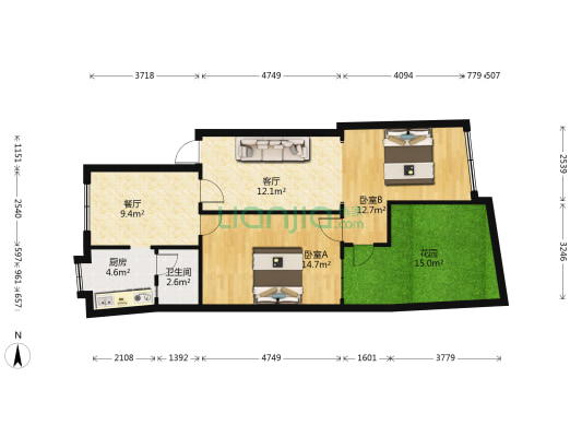 金龙岗11号 2室2厅1卫 55平方