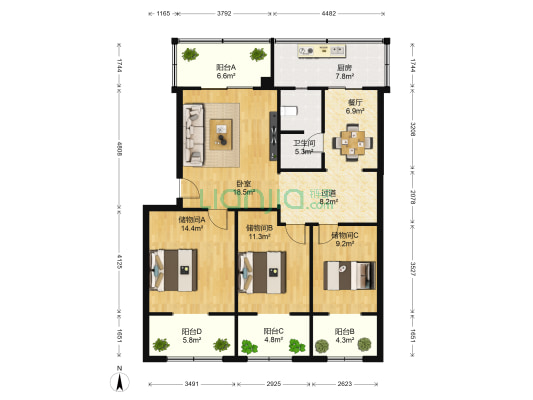 祥和里56号 1室1厅1卫 89平方