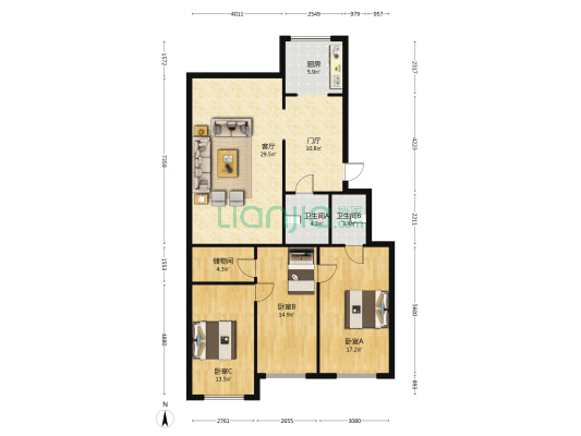 静晖花苑 3室1厅2卫 119平方