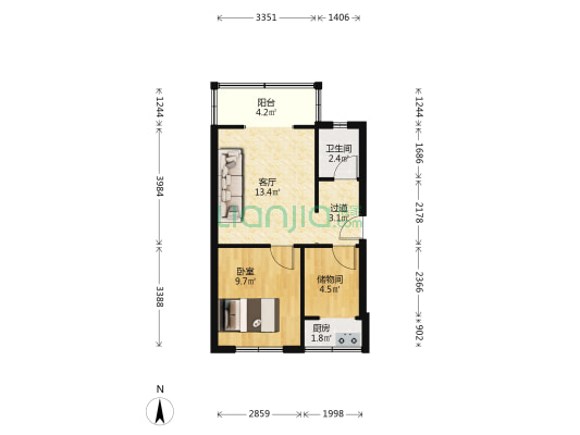 石坪桥横街49号 1室1厅1卫 49平方