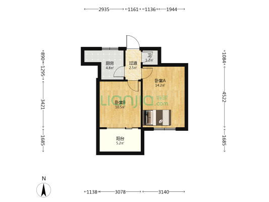 建工局安装公司家属楼 2室0厅1卫 44平方