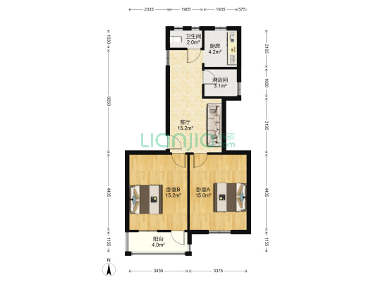 耿伙组团 2室1厅2卫 79平方